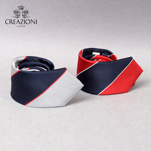 礼盒装 宽条纹搭配特色织带设计商务男士 领带 UOMO时尚 CREAZIONI