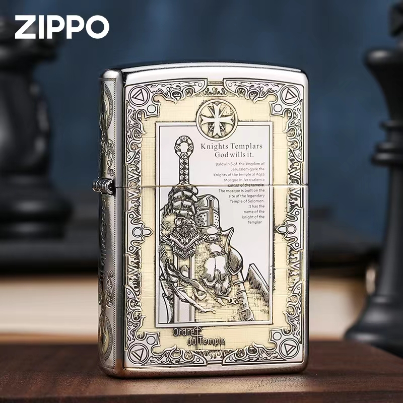 zippo骑士七准则雕刻打火机送礼