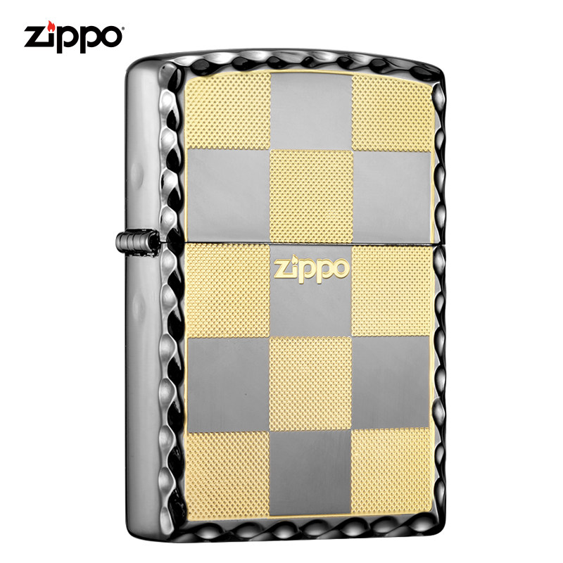Zippo打火机正版 美国原装格子黑冰男士商务礼品礼物送男友