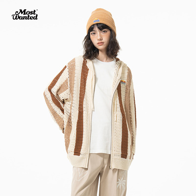针织开衫宽松开衫卫衣连帽