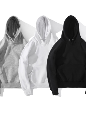 Pure ピュア17A/W  纯色 加绒 无绳 高品质 帽衫 黑白灰 卫衣男女