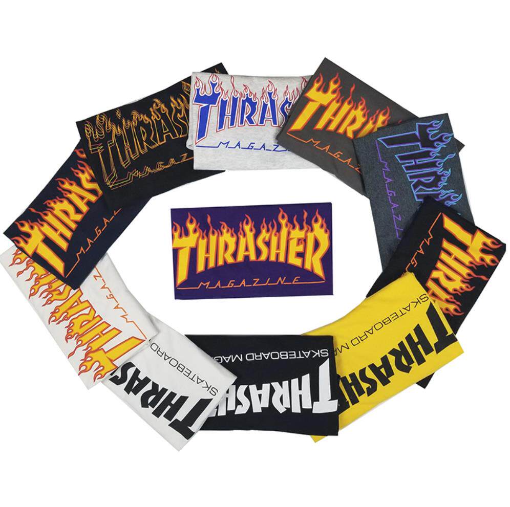 多色火焰合辑 Thrasher Flame Logo经典火焰短袖滑板T恤情侣潮ins