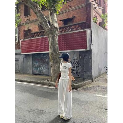 美式白色T恤女正肩短袖2025新款修身显瘦不露腰打底紧身辣妹上衣