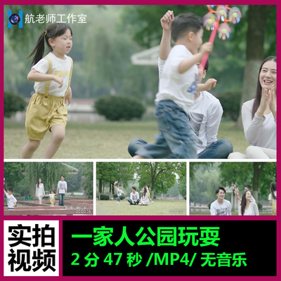 一家人幸福美好生活公园游玩温馨画面 实拍视频素材
