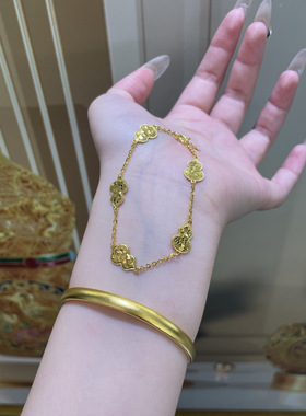 足银金包银五福葫芦手链女款马年时尚百搭手饰送女友礼物