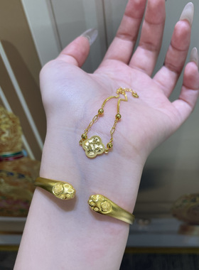 水贝珠宝金包银四叶草手链女碎冰冰手链防过敏马年新款送闺蜜礼物