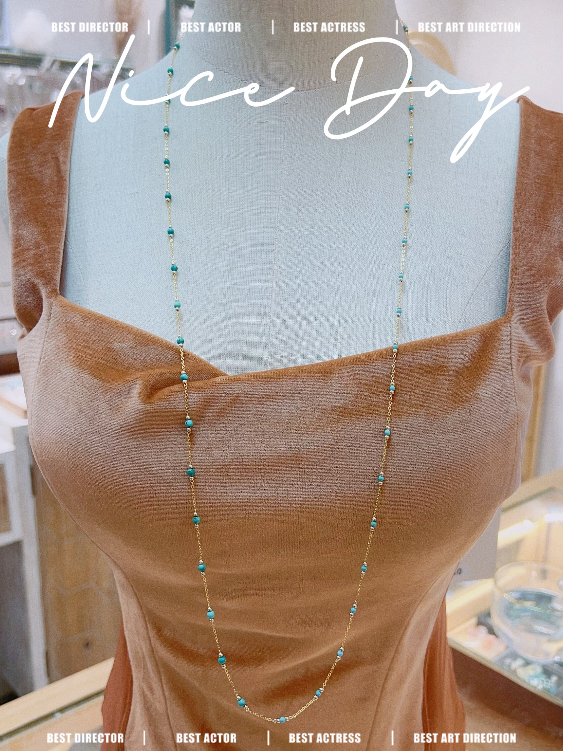 天然绿松石满天星双层项链叠戴锁骨链长款毛衣链2mm女14k包金3mm,饰品/流行首饰/时尚饰品新,颈饰,淘宝优惠券,粉丝福利购,淘宝优惠卷