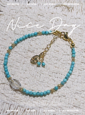 原矿绿松石小米珠手链新中式