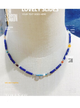 原创设计天然青金石切面项链