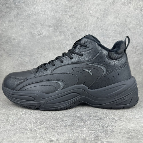 安踏大棉鞋男鞋2024冬穿越皮面加绒防滑运动休闲雪地靴112448957