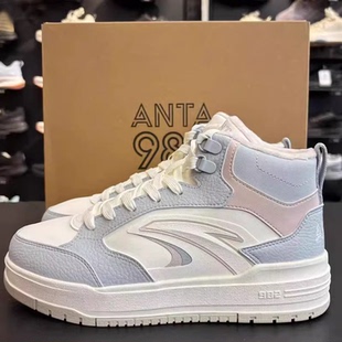 加绒保暖厚运动休闲鞋 高帮2025冬新款 122548971 女板鞋 安踏982棉鞋