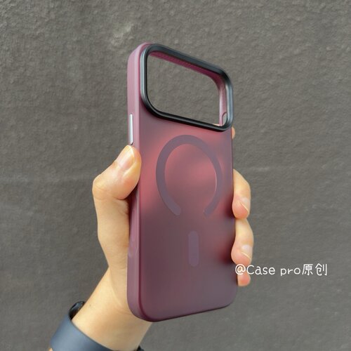 勃艮第酒红色 iPhone18 pro max手机壳肤感适用苹果18pro磁吸保护套17promax新款硅胶软边全包防摔