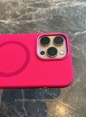 金属按键 iPhone16promax手机壳玫红色苹果16plus液态硅胶15pro女新款14保护套13/12磁吸