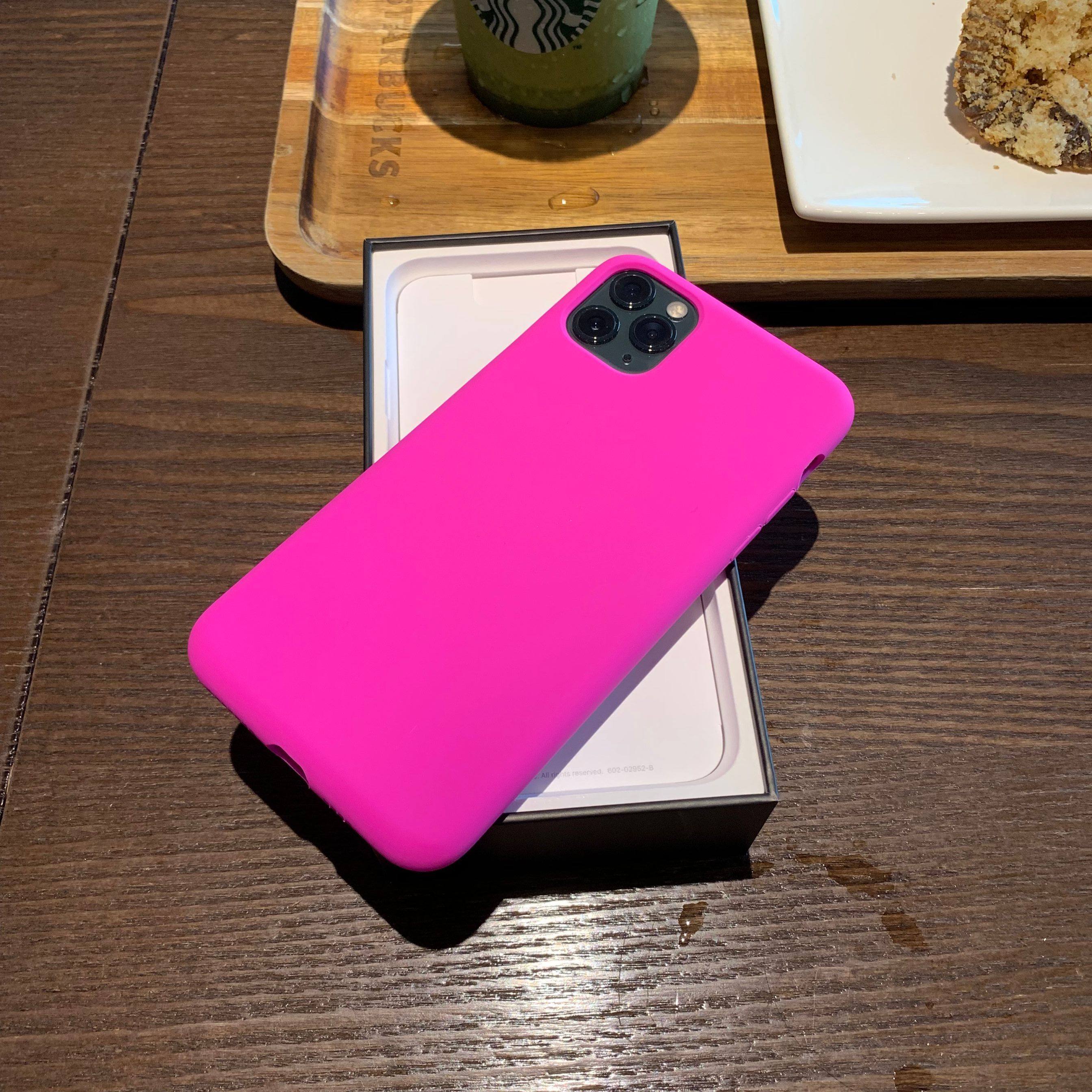 全包液态硅胶 iphone11pro max手机壳适用于苹果11玫红色防摔软女