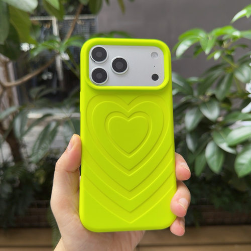 全包液态硅胶 iPhone18 pro max手机壳新款适用苹果18pro爱心荧光绿色17防摔保护套男女情侣