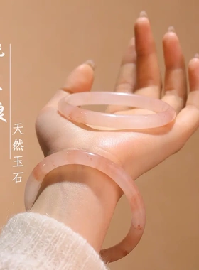 桃花酿手镯天然金丝玉细圆条新中式款美人条佘太翠玉石镯