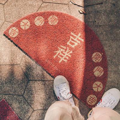 中式新年结婚入户门丝圈地垫家用易清洗红色门口地毯脚垫地板