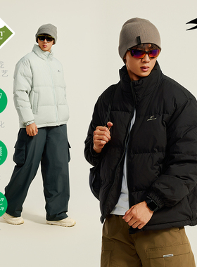 SOCKKEY特氟龙加厚立领羽绒服90白鸭绒logo印花美式面包服冬外套