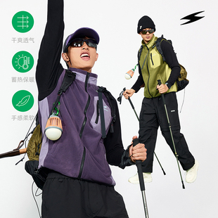 SOCKKEY抓绒拼接马甲户外运动跑步骑行登山保暖摇粒绒机能背心
