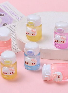 立体透色小猫水杯手工diy奶油胶树脂配件吊坠食玩手作饰品材料包1