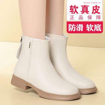 冬季新款时尚低跟加绒马丁靴女靴