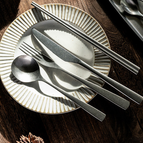 复古磨砂做旧西餐厅酒店刀叉勺