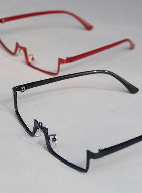 纯欲红色半框眼镜架2025新款眼睛装饰y2k高级御姐动漫无镜片镜框