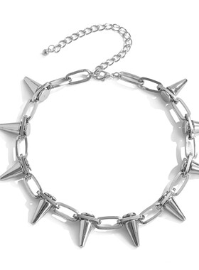 朋克子弹项链小众美式高街ins暗黑潮流嘻哈铆钉项圈毛衣链男女酷