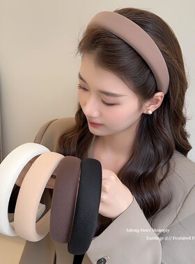 夏季海绵发箍宽边头箍韩国网红高颅顶复古发卡洗脸化妆布艺百搭女