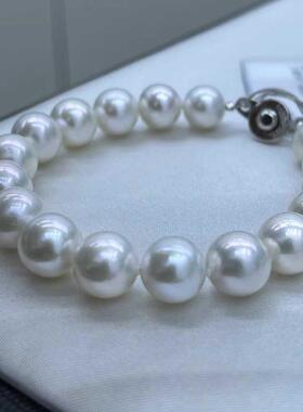 赛澳白手串 银冷光9-11mm正圆珍珠 搭配原装进口PAT扣
