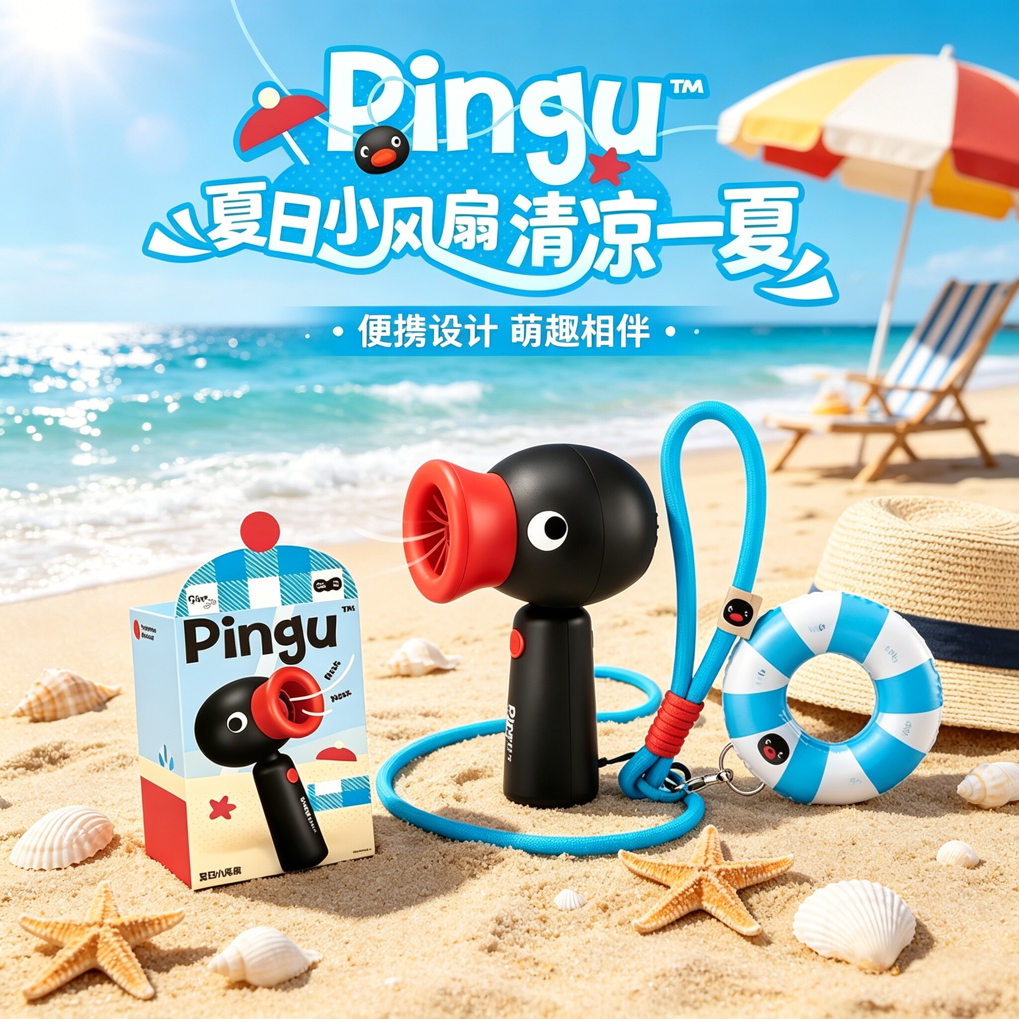 Pingu手持迷你风扇便携USB充电图片