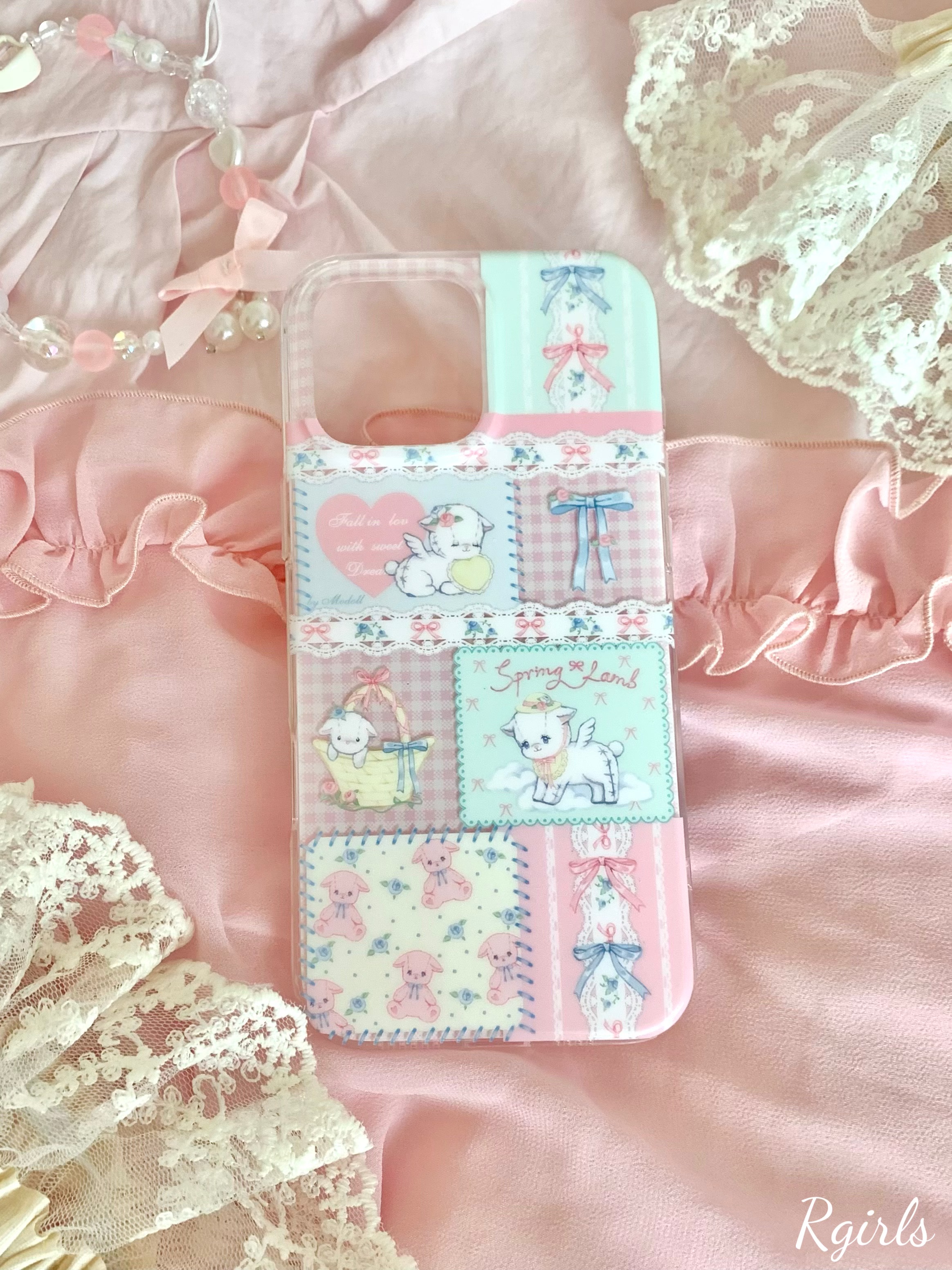 Rgirls原创小羊加厚双层大孔可爱少女手机壳16promax防摔软壳