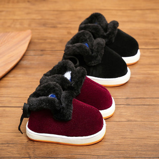 保暖宝宝手工棉鞋 布底可外穿 1一3岁男女宝冬天加绒加厚室内居家鞋