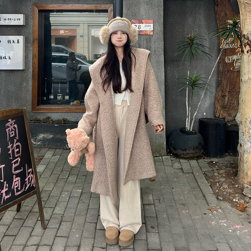 大货2025冬季新款时尚夹棉连帽大衣2D107/8921/P195控278,女装毛呢外套,2D107