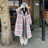 大货2025冬季新款撞色拼接格纹大衣2D107/8931/P205控288，女装毛呢外套，2D107