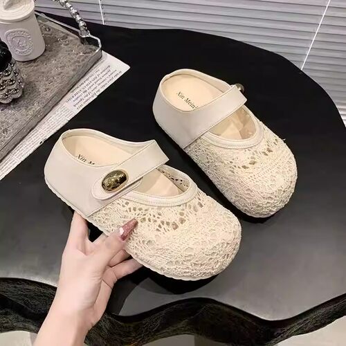甜美镂空厚底魔术贴玛丽珍鞋
