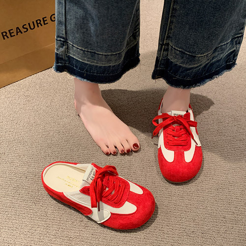 包头半拖鞋女夏外穿无后跟网面
