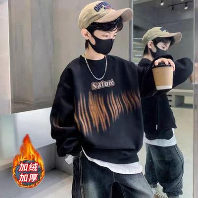 秋冬装男童时尚加绒卫衣