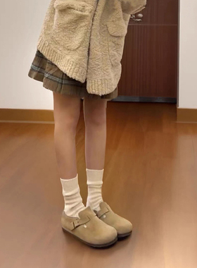 全真皮版~勃肯鞋全包2025春秋冬新款厚底内增高博肯单鞋晚晚鞋子