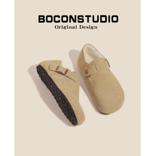 雪地靴厚底全包博肯单鞋 东北棉鞋 女足弓支撑秋冬加绒毛毛鞋 勃肯鞋