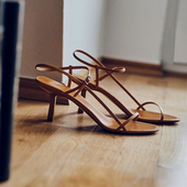 凉鞋 仙女风2026夏新款 网红细跟露趾性感高跟鞋 细带法式 一字带女鞋
