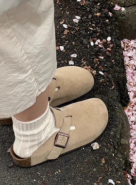 【限时78元】真皮勃肯鞋男女春秋新款外穿足弓支撑博肯厚底半拖鞋