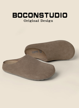 限时88~真皮厚底勃肯鞋女春夏外穿包头博肯足弓支撑半拖鞋穆勒鞋