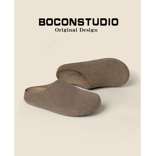 限时78~真皮厚底勃肯鞋女春夏外穿包头博肯足弓支撑半拖鞋穆勒鞋