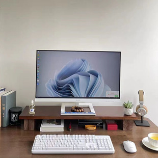 实木电脑增高架办公桌面收纳置物架显示器抬高架升级免安装