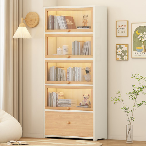 全实木奶油风书柜收纳置物展示柜