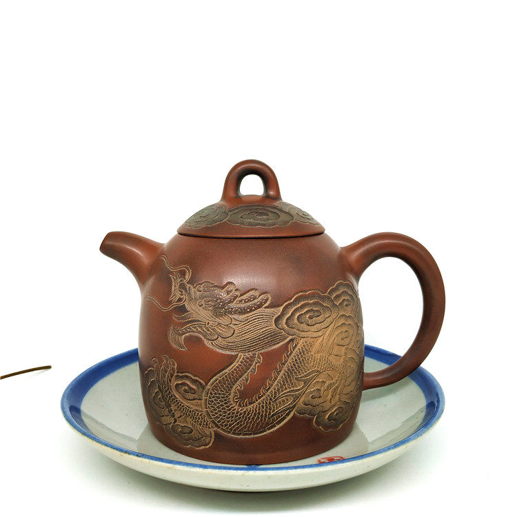 笑哈堂广西钦州坭兴陶茶壶  黎昌权大师 窑变精品秦权壶龙壶290ml