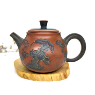 笑哈堂广西钦州坭兴陶茶壶非紫砂工艺 纯手工纳福徐泽廷容量240ML