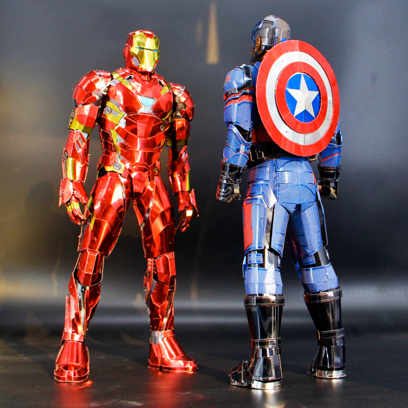 钢魔像 全金属diy拼装模型3d立体拼图 钢铁机甲侠 1/6美国队长