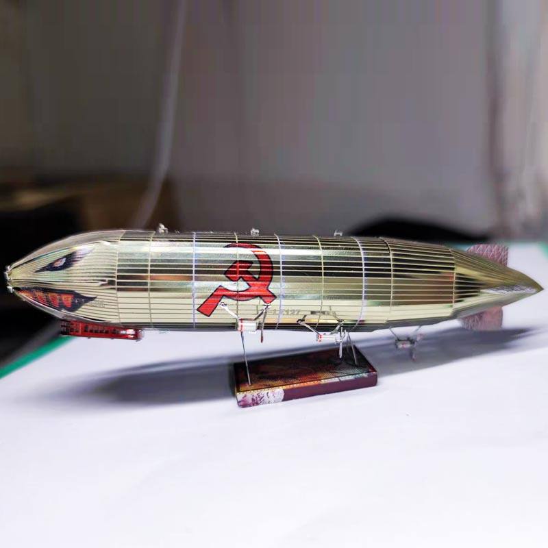 钢模像3d免胶立体金属拼装 不锈钢拼图模型飞机轰炸机 齐柏林飞艇